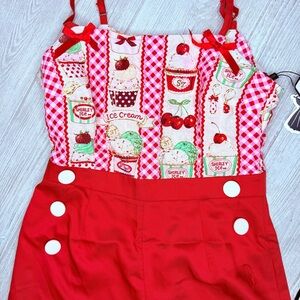Nwt retro stage retro inspired pin up sailor style romper ice cream print small